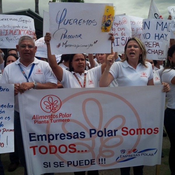 protesta en Turmero planta Polar Remavenca