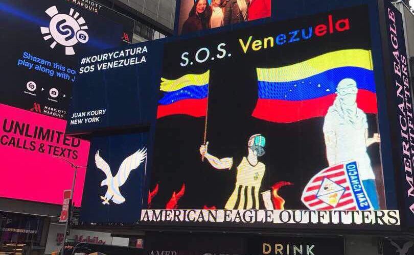 El Times Square envió mensaje de apoyo a Venezuela/ Foto: @maibortpetit
