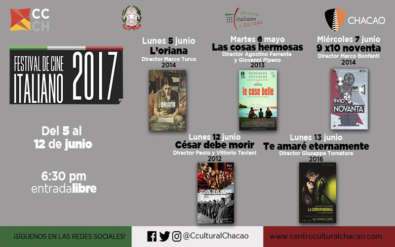 XIII Festival de Cine Italiano 2017 continúa en el Centro Cultural Chacao