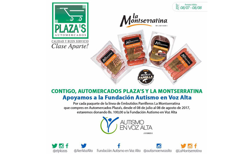 La Montserratina y Automercados Plaza´s apoyan la educación de personas con autismo