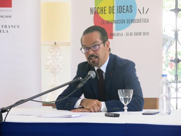Embajador de Francia en Venezuela, Romain Nadal, durante una rueda de prensa sobre el inicio de la temporada cultural francesa 2018