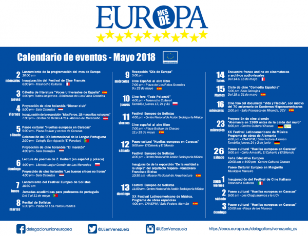 Calendario de eventos Mes Europa UE 2018