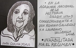 Caricatura de Régulo con texto y cara de la Dra. Corina Yoris