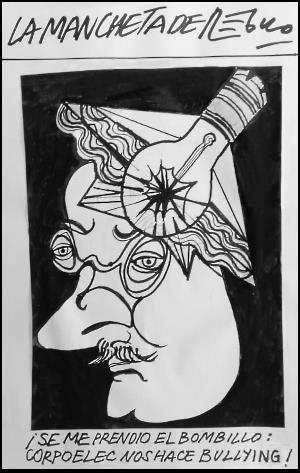 Caricatura de Régulo con rostro de hombre y bombillo