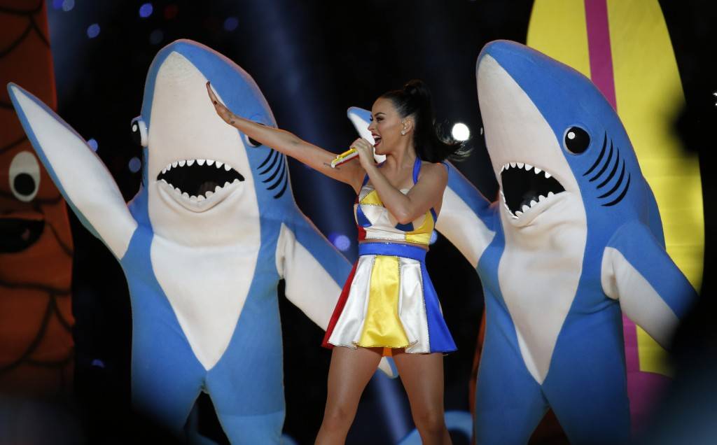 Katy Perry durante su actuación en el Super Bowl