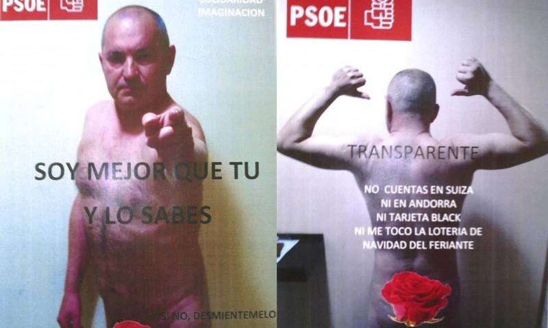 Candidato del PSOE publicó carteles desnudo
