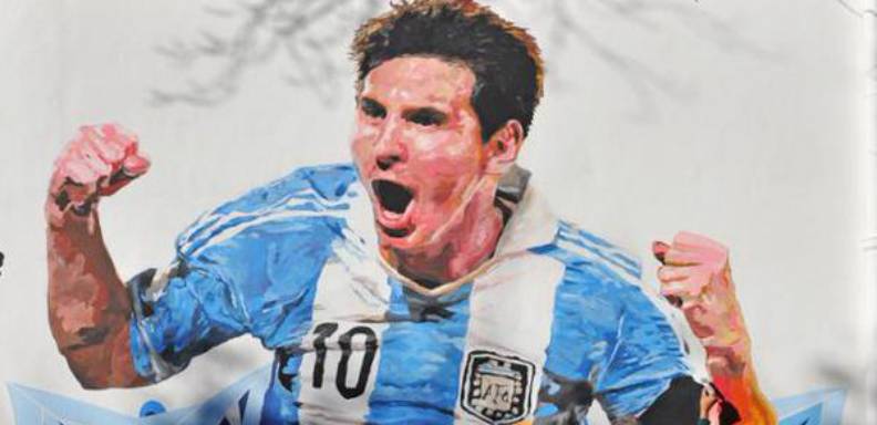 Leo Messi tiene desde este martes un mural en una pared de la escuela donde aprendió a leer y escribir en su natal Rosario, en un homenaje de un artista brasileño
