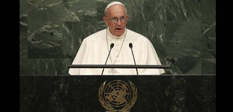 El Papa durante su discurso en las Naciones Unidas/ Foto: EFE