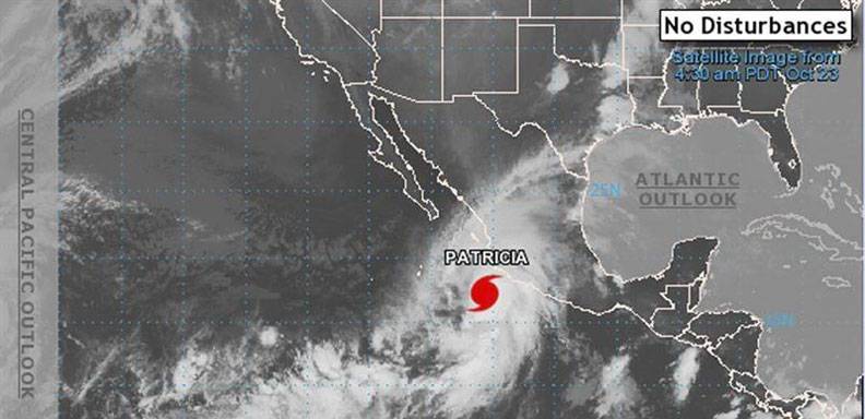 El huracán Patricia alcanzó el grado cinco