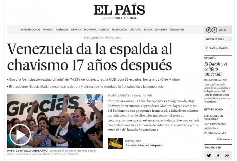 Portada del diario El País, de España este 7D