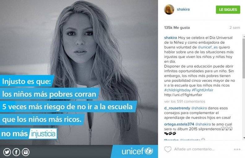 Shakira en el Día Universal de la Niñez 2015