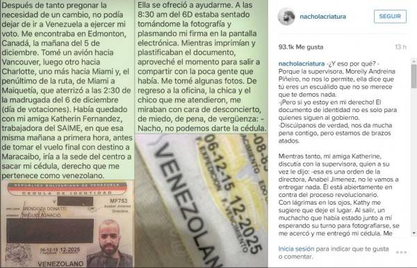 Esta es la denuncia que hace Nacho,. Foto: Instagram