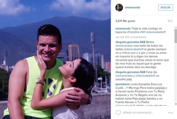 El cantante Omar Acedo recordó con esta foto su "topochita", la también cantante Daniela Cabello.