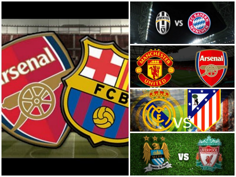 Los duelos Barcelona vs Arsenal y Bayern vs Juventus, por Champions, y Real Madrid vs Atlético y United vs Arsenal por liga, encabezan los duelos más atractivos de la semana en Europa