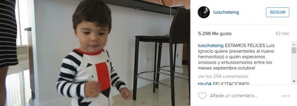 Luis Ignacio anuncia la llegada de su hermanito. Foto: Instagram