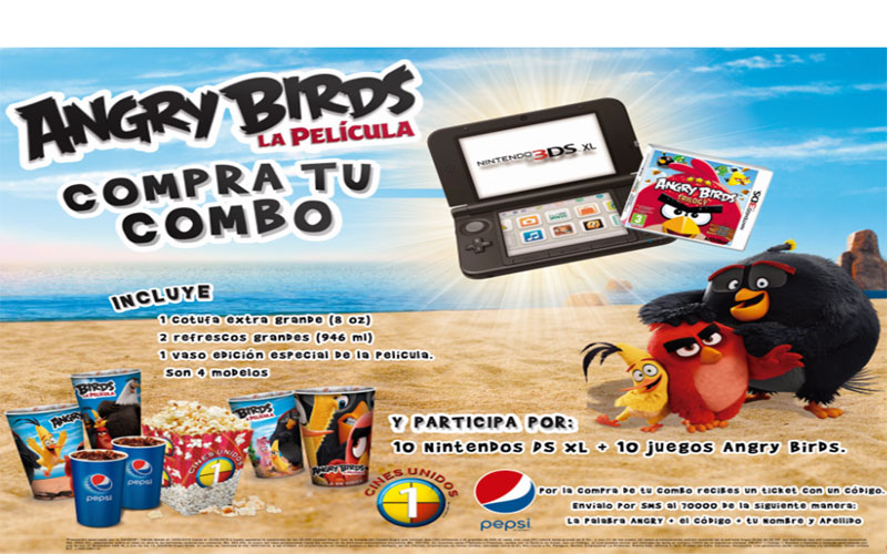 Cines Unidos y Pepsi traen el combo “Angry Birds” y un Nintendo 3DS XL