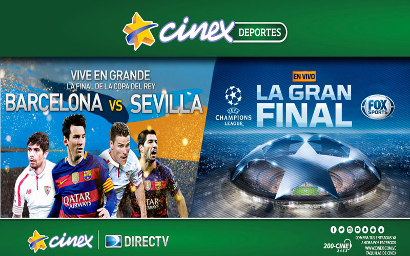 Final de la UEFA Champions League y la Copa del Rey llegan con Cinex Deportes