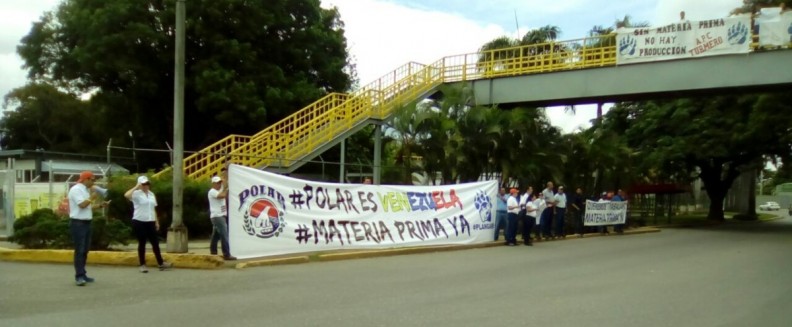 Protestan en Aragua para que no paren producción de Polar