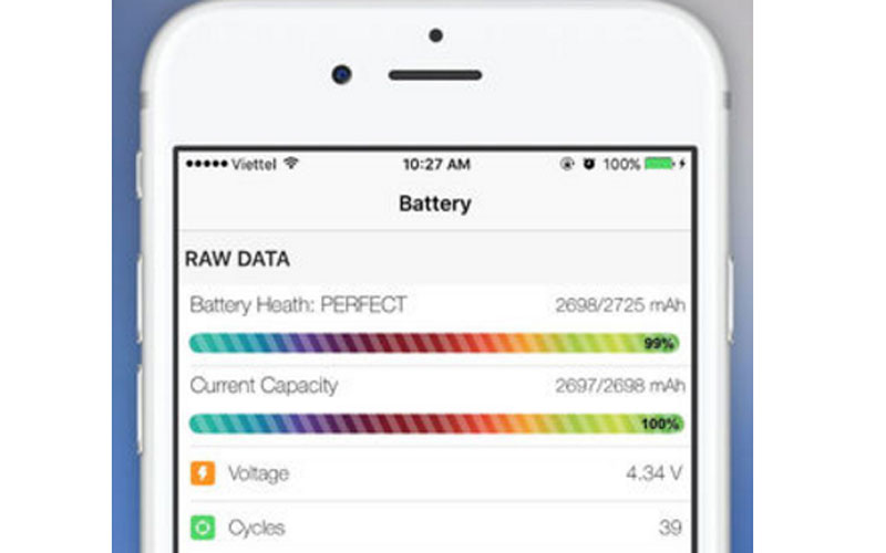 Aplicación Battery Percentage comprueba la vida de la batería del iPhone
