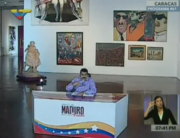 Programa número 61 del programa "En Contacto con Maduro, Nuestro Presidente", conducido por el presidente de la República, Nicolás Maduro, desde la Galería de Arte Nacional en Caracas.