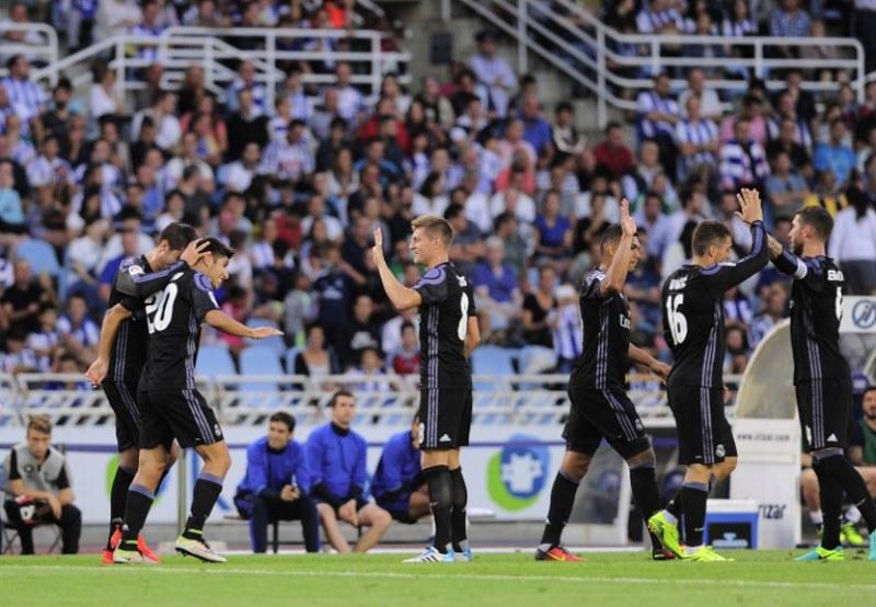El Real Madrid arrancó fuerte la Liga española con victoria 3-0 en Anoeta ante la Real Sociedad, este domingo en partido de la primera fecha liguera