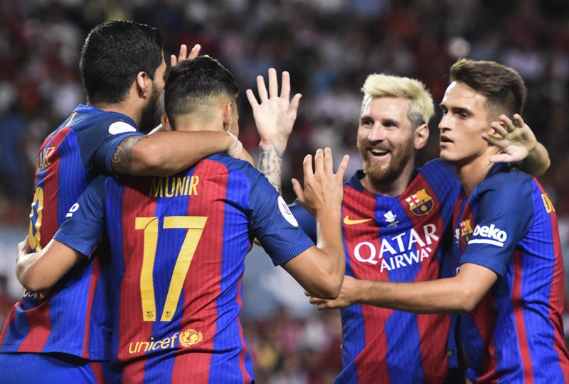 Dos goles de Luis Suárez y de Munir en la segunda parte le dan al Barcelona una sustanciosa ventaja en la Supercopa, torneo cuyo partido de ida en el Sánchez Pizjuán