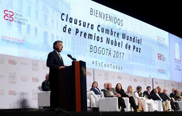 CLAUSURA DE LA 16 CUMBRE MUNDIAL DE PREMIOS NOBEL DE PAZ EN COLOMBIA. Foto: Efe