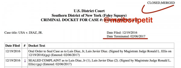La Corte del Distrito Sur de Nueva York cerró el caso de Luis Javier Díaz y Luis Díaz, padre e hijo acusados de lavar -al menos- 100 millones de dólares a funcionarios del gobierno de Venezuela 