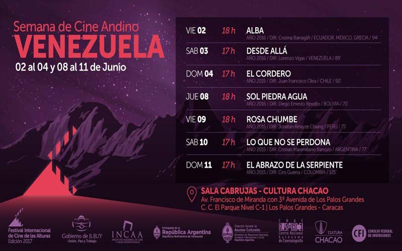 El ciclo ‘Semana de Cine Andino’ llega a Venezuela