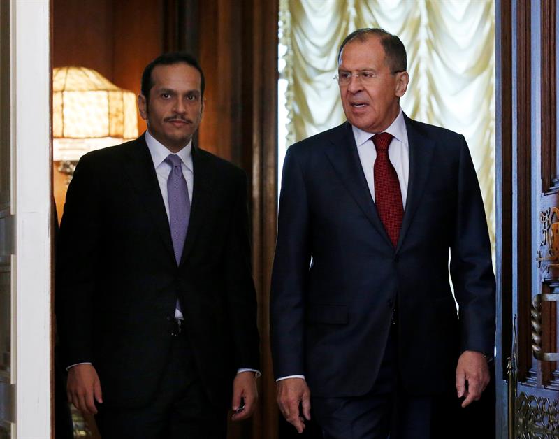 Sergei Lavrov y Sheikh Mohammed Al Thani