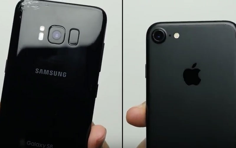Samsung Galaxy S8 vs iPhone 7: Test de caída