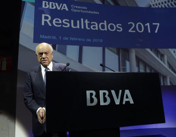 El presidente del banco BBVA Francisco González, durante la presentación de resultados del ejercicio 2017/Foto: EFE