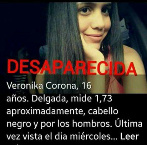 Veronika Corona Lara , joven de 16 años desaparecida en Anzoátegui