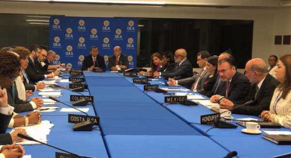 El Grupo de Lima se reunió para consensuar el tono de la resolución sobre la crisis política y social de Venezuela que planea presentar en la Asamblea General de la OEA/ Foto: @SRE_mx