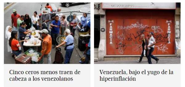 La reconversión monetaria en Venezuela reseñada en varias publicaciones en el diario El País