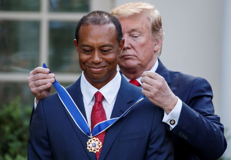 Donald Trump otorga la Medalla Presidencial de Libertad a Tiger Woods